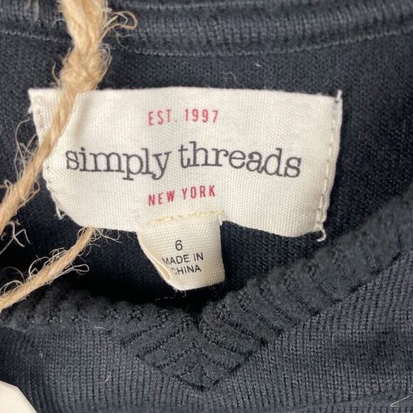 Simply Threads Girls 6 Black Simply The Softest Long Sleeve V-Neck Tie Front Tee - Picture 3 of 9